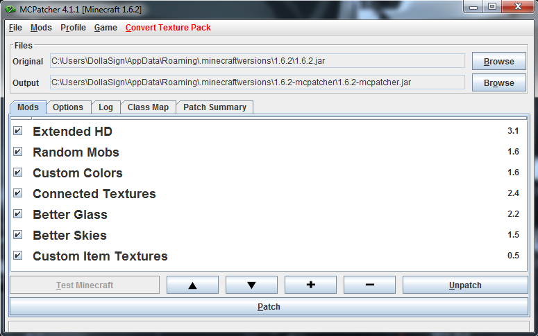 MCPatcher HD [1.6.2]