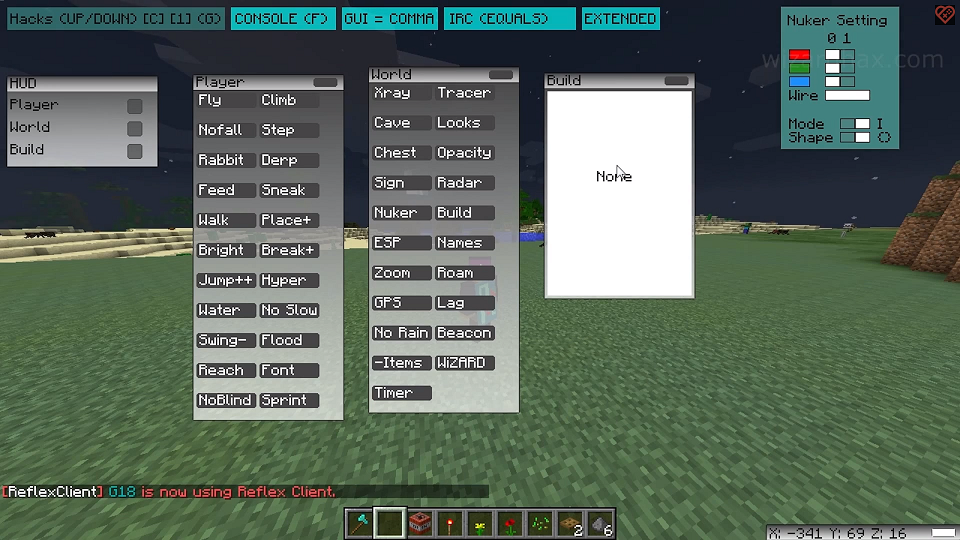 Чит Клиент Minecraft 1.7.5 Reflex